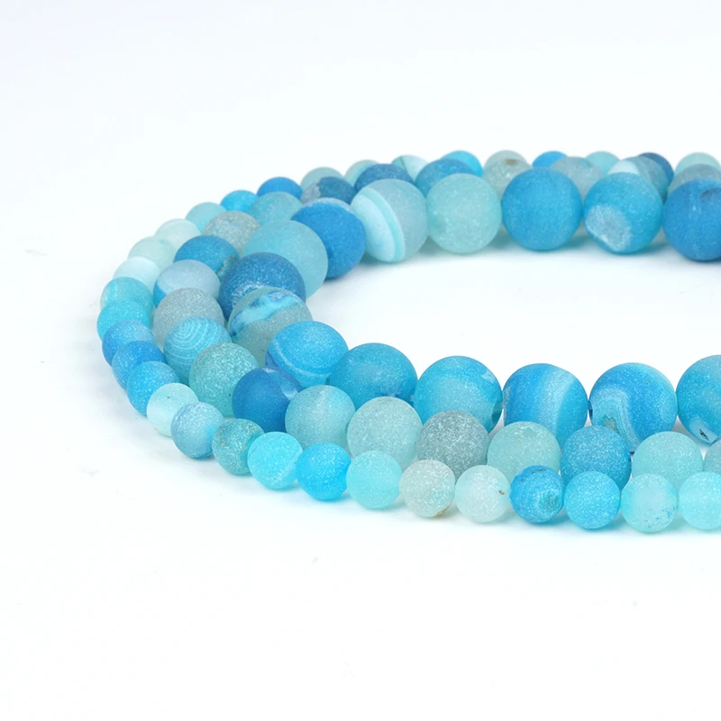 

Purple Blue Matte Agate Stone Striped Frosted Agate Onyx Banded Stone Beads Round 6/8/10mm Bead For Jewelry Rosary Making Craft