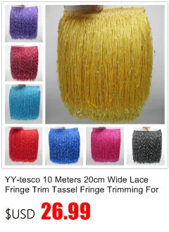 YY-tesco 1 Yards 50CM Long Lace Fringe Trim Tassel Fringe Trimming For Diy Latin Dress Stage Clothes Accessories Lace Ribbon