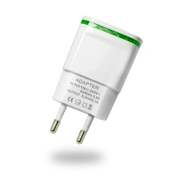 

LED Light US EU Plug 2 Ports dual USB Charger 5V 2A Wall Adapter Mobile Charging For iPhone 5 6 iPad Samsung 300pcs/lot