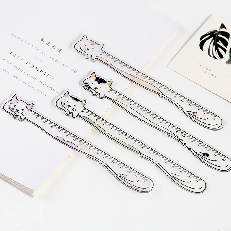 

Cute Kawaii Animal Cat Rabbit Crylic Ruler Cartoon Bookmark Creative Learn Drawing Straight Rule School Stationery Supplies Gift