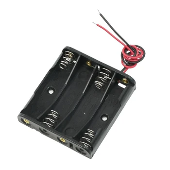 

New Black 4 x 1.5V AAA Battery Holder Storage Case Box w Wire Leads