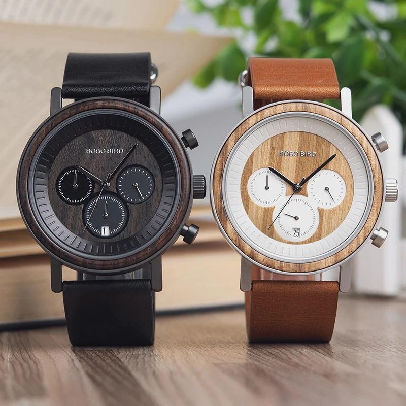 BOBO BIRD Watch Men Quality Wooden Wristwatch relojes hombre Male Show date Gift saat erkek Timepieces Stainless steel and wood