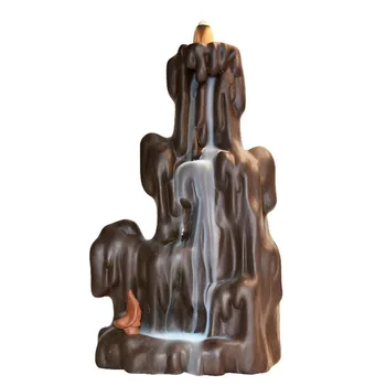 

Ceramic Incense Burner Backflow Mountain Smoke Backflow Cone Stick Incense Censer Home Decoration + 10pcs Incense Cones