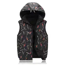 zozowang  autumn winter camouflage print men vest momen waistcoat zipper Hooded turn down collar casual short men women vest 