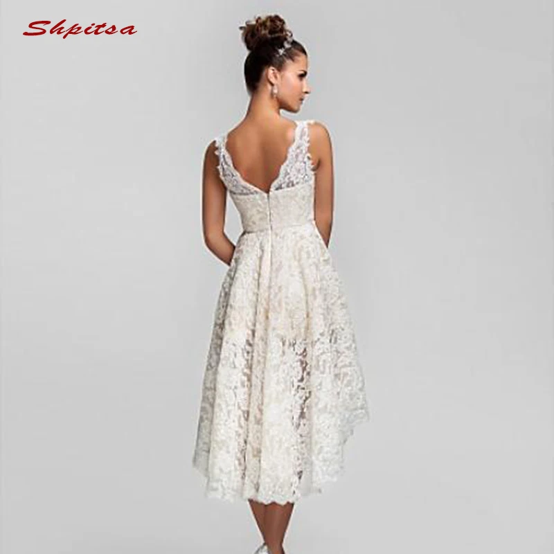 Simple Lace Beach Wedding Dresses Short Turkey Plus Size