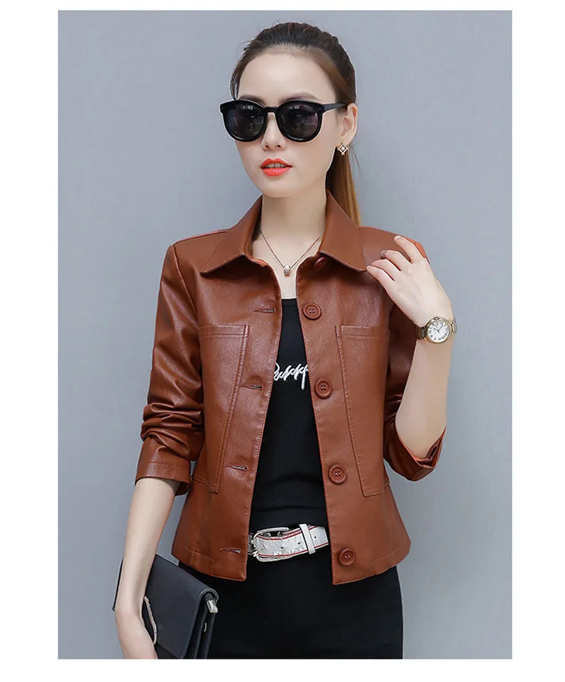 Lucyever модная Корейская женская куртка из искусственной кожи, осенняя черная мотоциклетная куртка из искусственной кожи с длинным рукавом размера плюс, Байкерский Женский блейзер