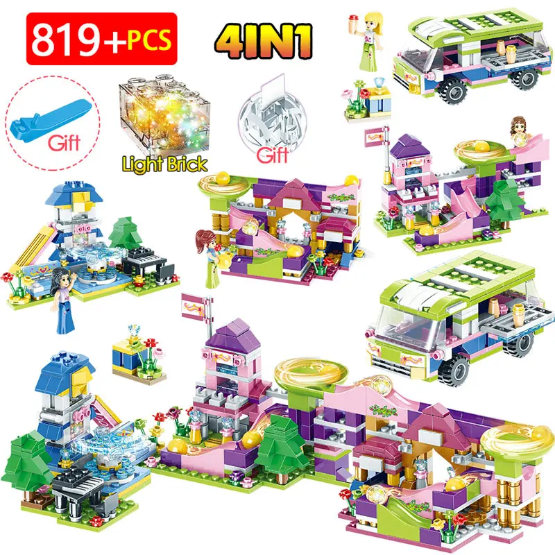 

My World Paradise Track Truck Fantasy Castle Building Blocks Compatible Legoing Friends Minecrafted Girl Figures Bricks Toys