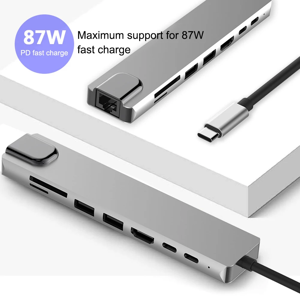 USB C концентратор 8 в 1 Тип C концентратор USB кабель-Переходник USB C на HDMI USB3.0 Порты USB2.0 Порты и разъёмы SD/устройство для считывания с tf-карт USB-C