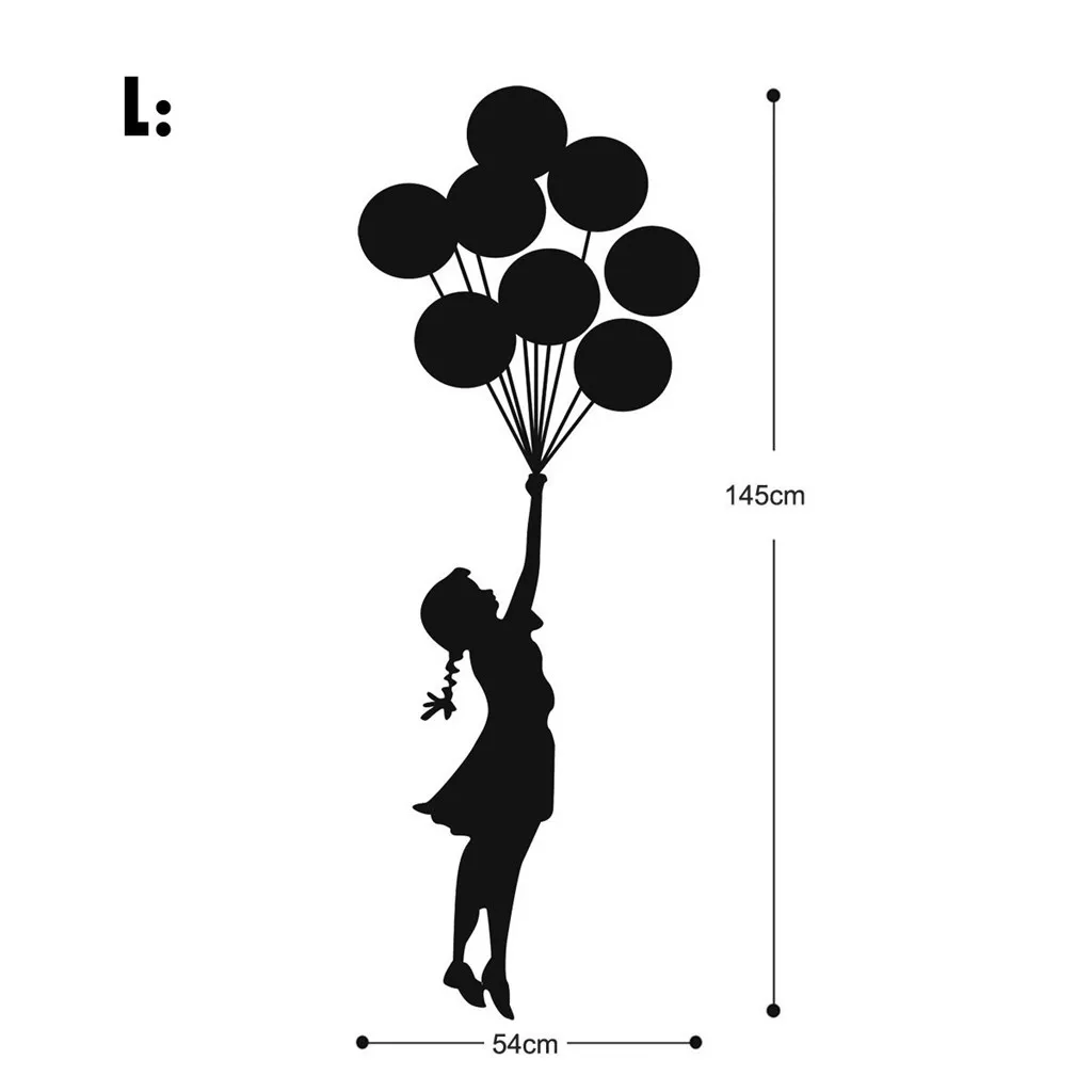 Banksy на стену Стикеры плавающий шар девушка Бэнкси искусство домашнего декора виниловые наклейки на стены самоклеящиеся граффити DIY украшения дома Лидер продаж