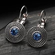 Круглые серьги-капли в стиле панк с кристаллами, роскошные стразы, женские серьги в винтажном стиле, вечерние ювелирные изделия, подарок, висячие серьги с кристаллами