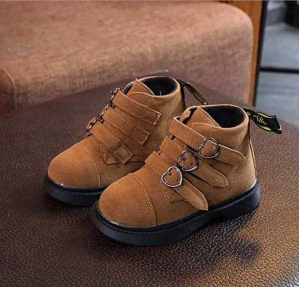 Осенние новые ботинки для девочек, модные тонкие ботинки для мальчиков, низкие ботинки для девочек, Корейская версия детских низких сапог - Цвет: brown
