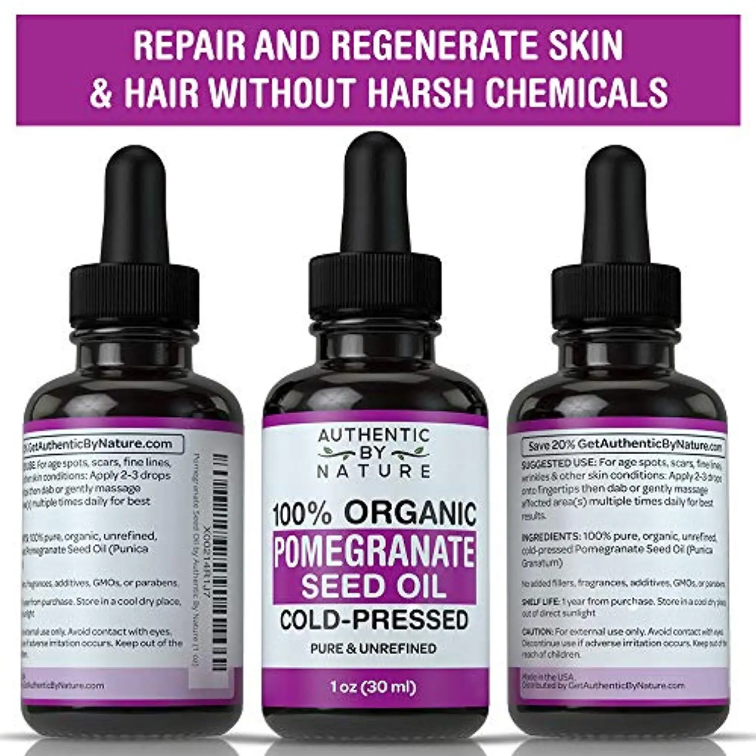 

organic pomegranate seed oil Moisturizing Whitening Filling Water Wrinkle Lift Firming skin care Hair Care 30ml