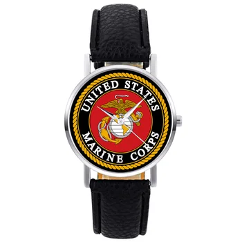 2020 New Fashion United States Marine Corps-USMC Mens Women Quartz Watch Black Leather Marine Sport Wristwatch the united states marine corps workout rev