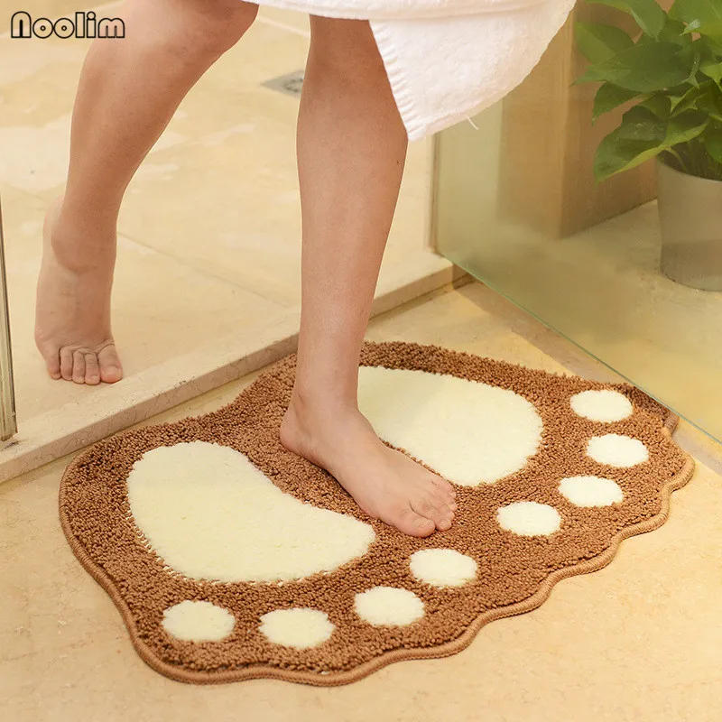 NOOLIM Foot Printed Bath Mats Non-slip Bathroom Carpet Mat Toilet Rug Pad Carpets Microfiber Mini | Дом и сад