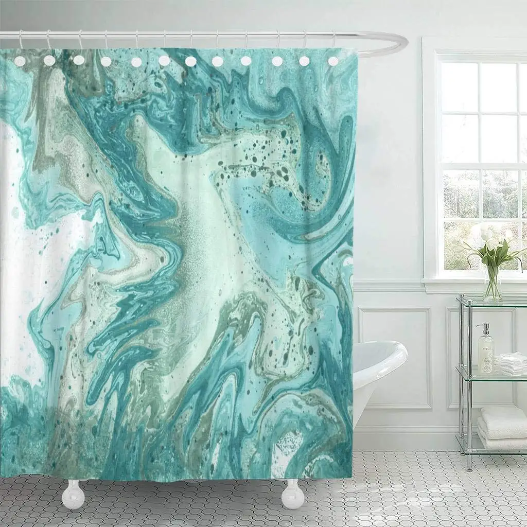 Shower Curtain Hooks Blue Water Abstract Decorative Cover AliExpress