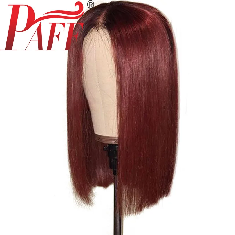 PAFF короткий Боб без клея 13*3 кружевные передние человеческие волосы парики Омбре 99J цвет 150 Плотность Красный бразильские волосы remy парики предварительно выщипанные