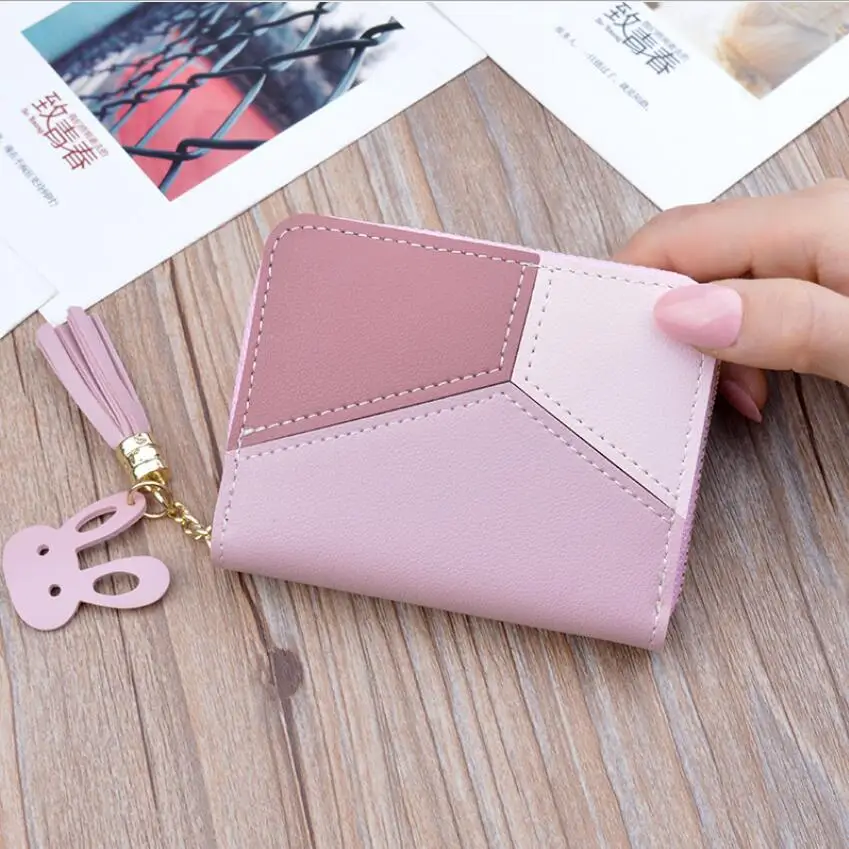 

Fashion Wallet Short Women Wallets Zipper Purse Patchwork Fashion Panelled Wallets Trendy Coin Purse Card Holder Leather