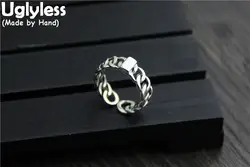 Uglyless реального S925 серебро ручной работы витая палец кольца женские Полые Ткань текстуры открыть кольцо персонализированные Глянцевая Bijoux