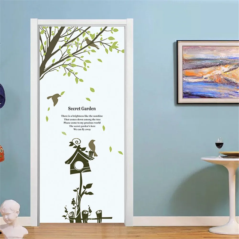 Забавные 3D наклейки на дверь с изображением милых животных, популярные наклейки на дверь с изображением жирафа для ремонта деревянных дверей, украшения для дома, самоклеящиеся обои