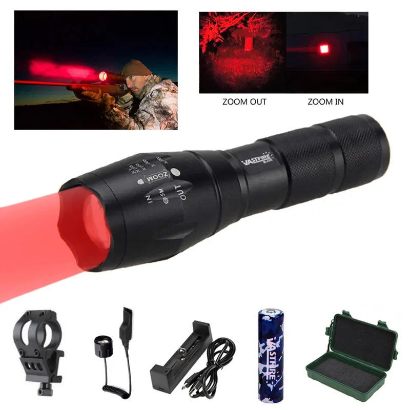 Дальний люмен масштабируемый пистолет-светильник зеленый/красный Q5 охотничий подствольный светильник+ крепление+ 18650+ переключатель+ зарядное устройство usb+ коробка