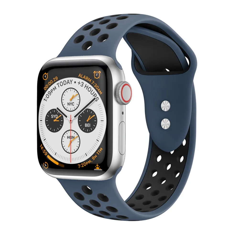 Correa для apple watch серии 1/2/3/5, 42 мм, 38 мм, ремешок для запястья адаптер для наручных часов iwatch, 4 40 мм 44 мм разноцветных резиновых полосок Спорт на открытом воздухе силиконовый