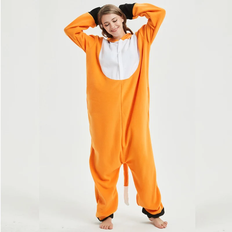 Yeni Tilki Kigurumi Pijama Onesie Yetişkinler Için Hayvan Karikatür Turuncu...