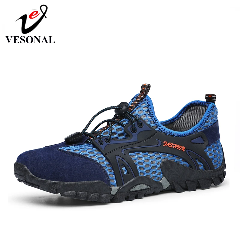

VESONAL 2019 Outdoor Hiking Casual Shoes For Male Sneakers Men Adult Breathable Mesh Shoes Light Weight Comfortable Wading shoes