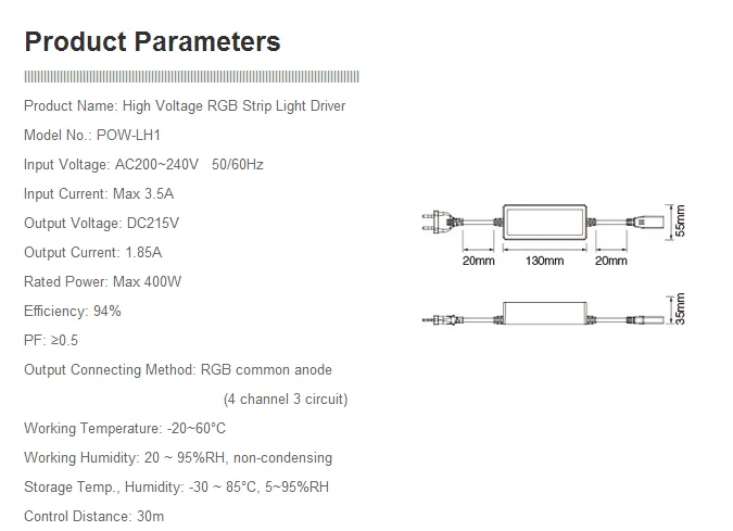 Mi. light высоковольтный RGB светодиодный контроллер POW-LH1 AC200-240V WiFi приложение Smart RGB Светодиодная лента контроллер 400 Вт Вождение 50 м Светодиодная лента