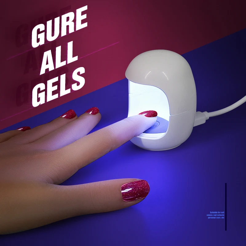 

Drop Shipping Mini LED UV Lamp Nail Dryer For Nails White LED Cure Nail Gel Builders LED Gels Nail Art Machine Tool 58x45x45mm