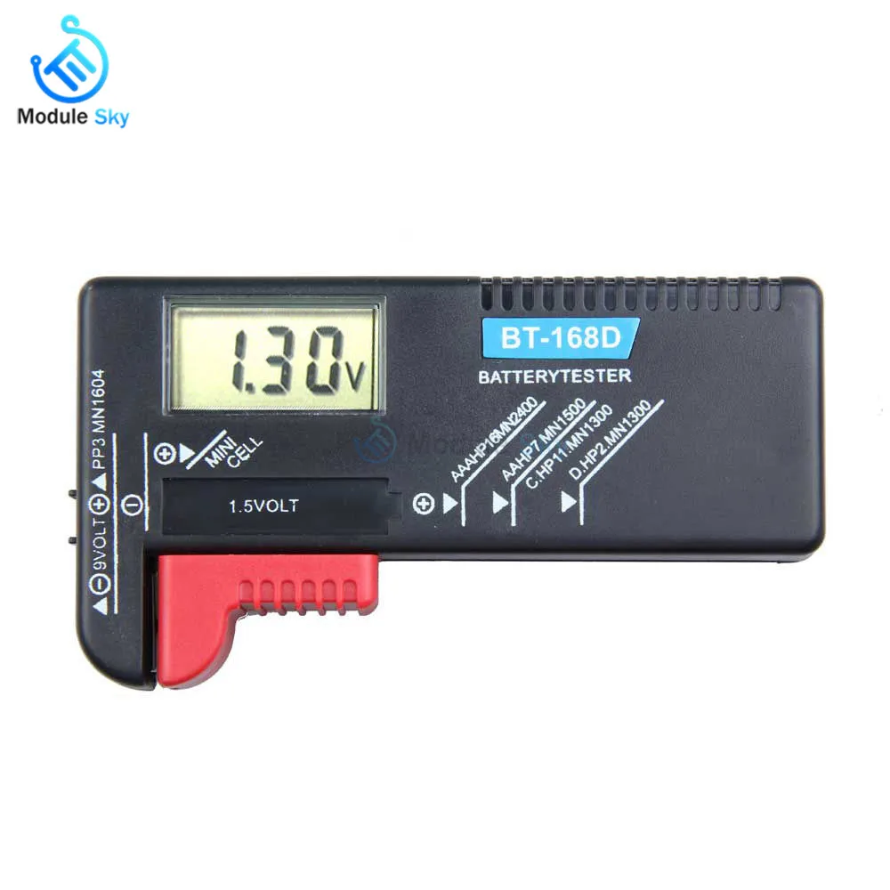 

BT-168D LED Universal Digital LCD Battery Checker Volt Tester Cell AA AAA C D 9V 1.5V Button