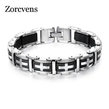 LETAPI нержавеющая сталь крест символ Шарм, мужской браслет высшего качества черный резиновый силиконовый Браслет Религиозные ювелирные изделия