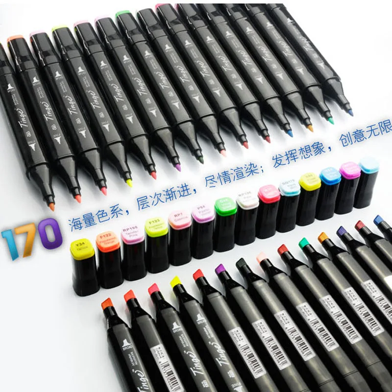 Набор двусторонних фломастеров для художников 170 цветов|sketch copic markers|copic markersmarkers for