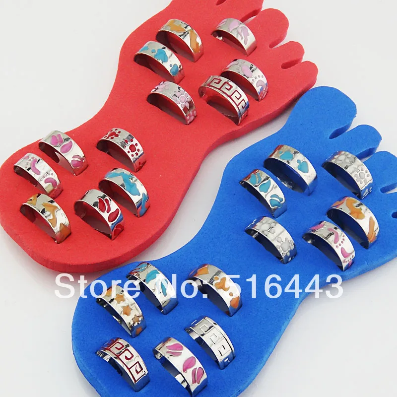 

24pcs Wholesale Body Jewelry Fashion Enamel Glaze Mens Women Toe Rings Adjustable Free Shipping A220