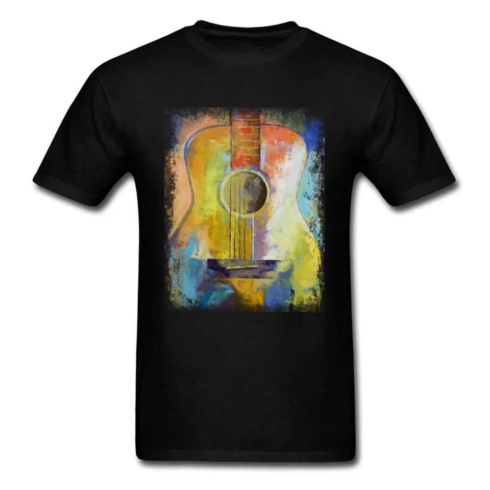 GUITAR MELODIES Pure Cotton T Shirt for Men Short Sleeve 3D Printed Tops Shirts Cheap ostern Day Crewneck Tee Shirt Printed GUITAR MELODIES black