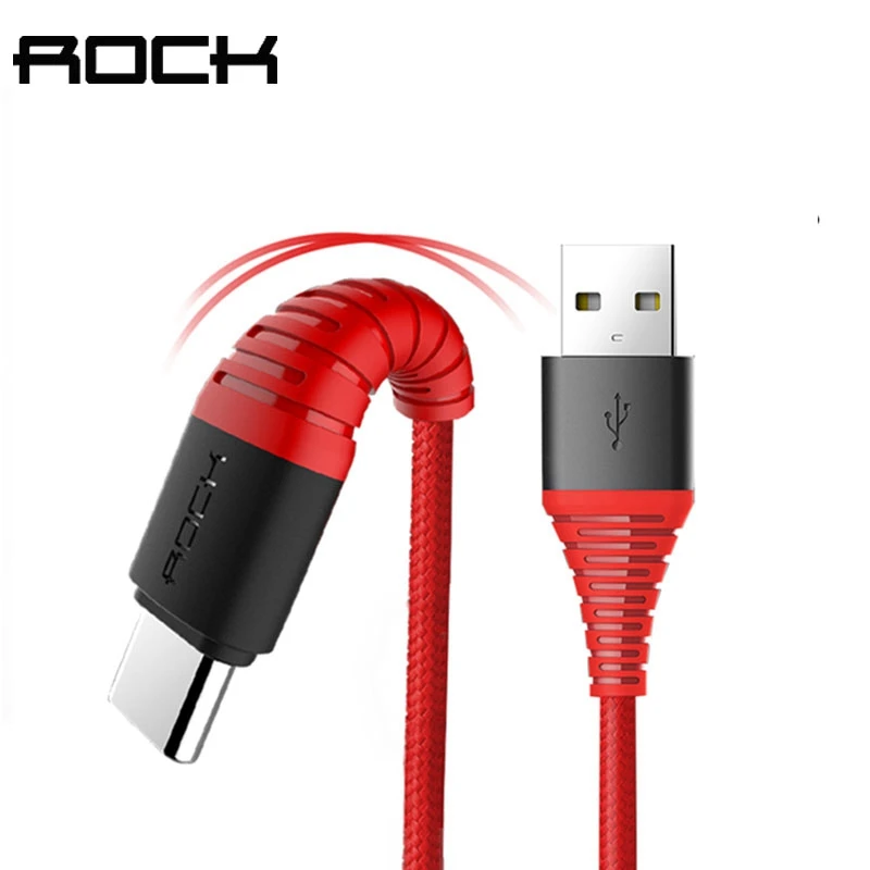 

ROCK Hi-Tensile 3A Type C Braided Fast Charging Cable For Xiaomi 6 Mi A1 Mix 2 S8 For One Plus 5 USB Fast Charging 1M Cable