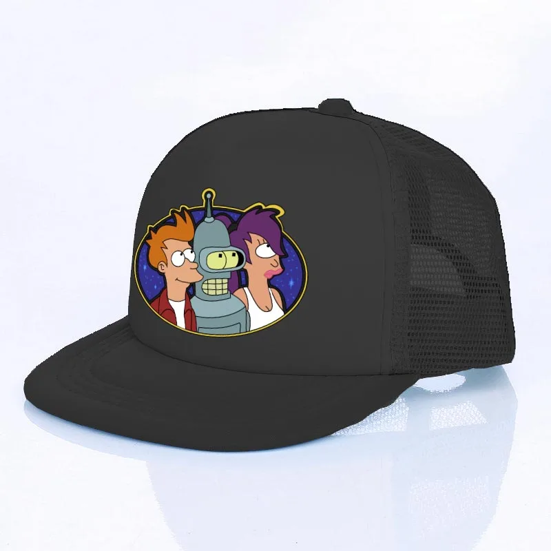 Planet Express Rocket Ship Outdorr Mesh Hat For Men Women Futurama Bender Meme Snapback Caps Combat Robot Trucker Cap YF107