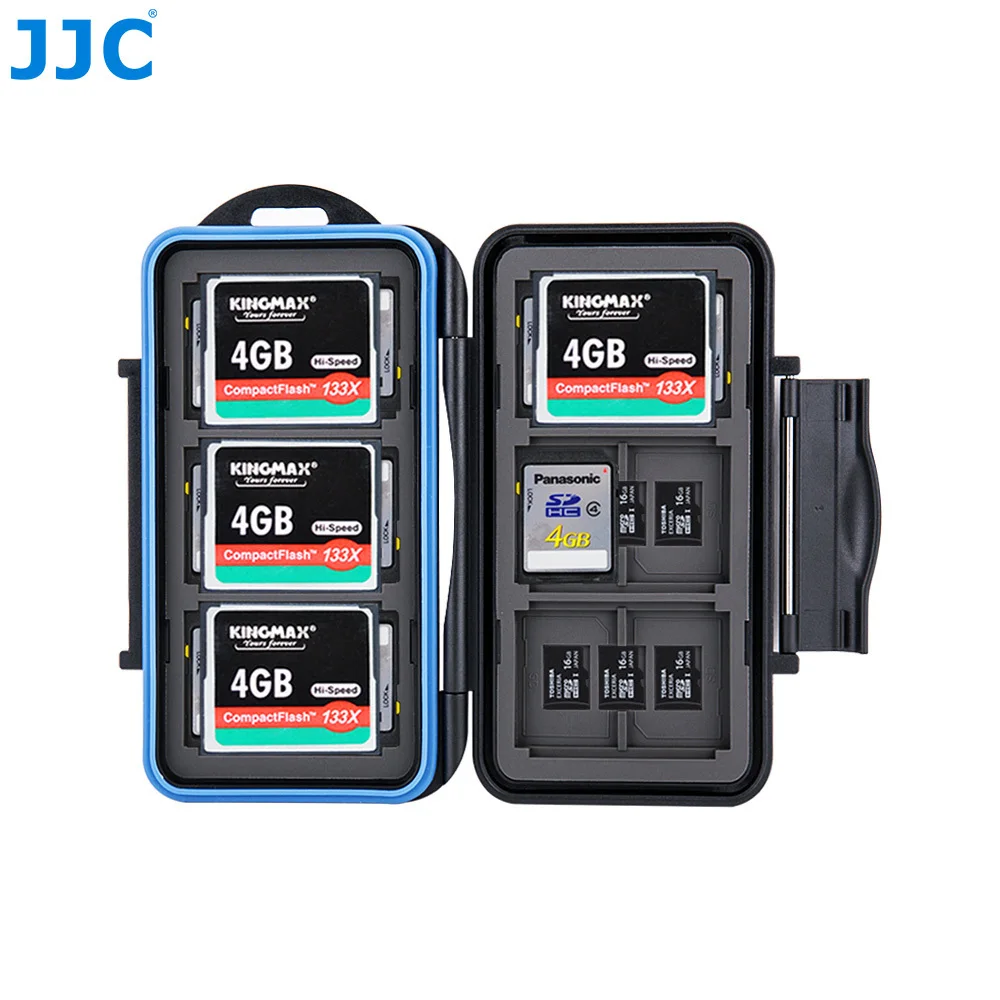 JJC Memory Card Storage SD/MSD/CF Cards Case Water-Resistant Box for Canon/Nikon/Sony/Fujifilm/Olympus/Leica Camera