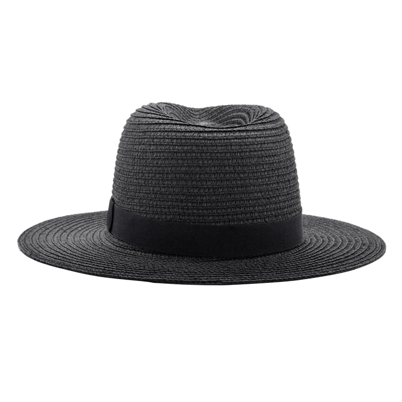 Black Panama Hats For Men Straw Sun Hats Women Beach CAPS Couple Sun Visor Hats