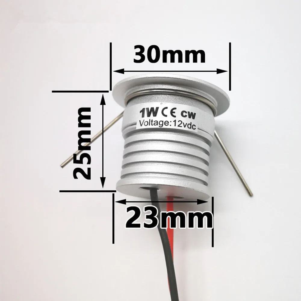 1W LED Home Decoration Spotlight 25mm Cutout Recessed Bedroom Spot Light DC12V Kitchen Lighting 60D/120D Wine Cabinet Lamp CE