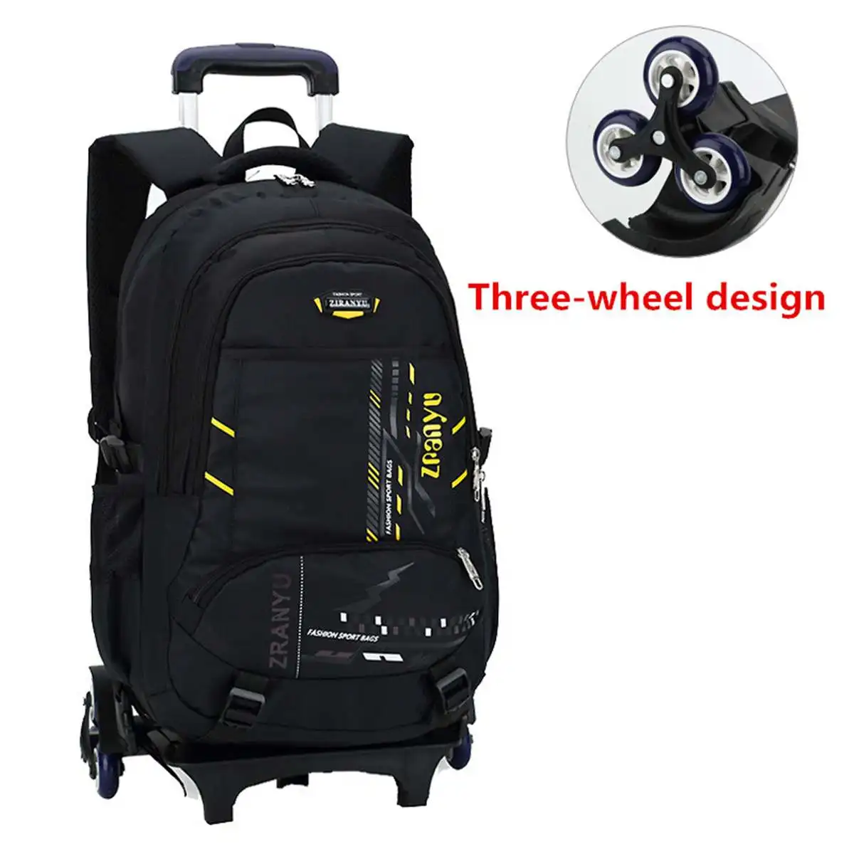 Новая Водонепроницаемая Студенческая сумка на колесиках, детская школьная сумка на колесиках, чемодан на колесиках 6, рюкзак для мальчиков, Снова в школу - Цвет: Yellow