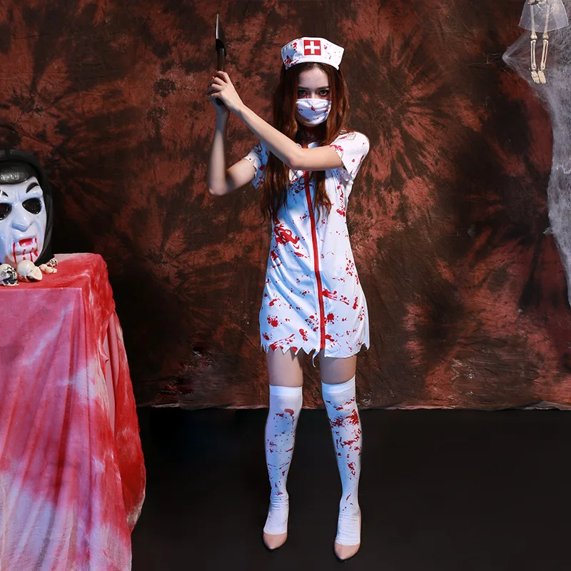 Sexy Nurse Костюм призрака для Для женщин Хэллоуин canival COS scarey Косплэй | Тематическая