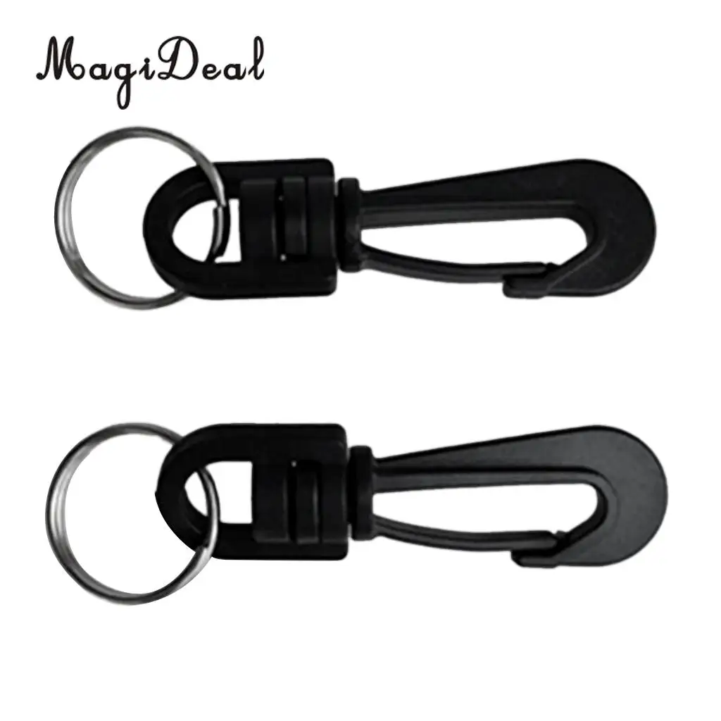 MagiDeal 2 Pieces Scuba Diving Plastic Swivel Spring Snap Hook Clip with Split Rings SCUBA Snorkeling Compass Accessories