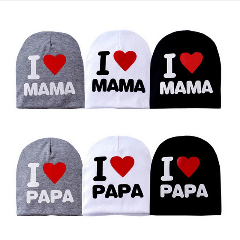 Детская шапка I Love MAMA или PAPA вязаная для малышей мальчиков и девочек детская