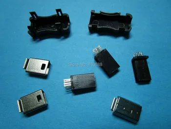 

200 Pcs Mini USB 10 Pin Male Plug 180 Degree Connector Plastic Black