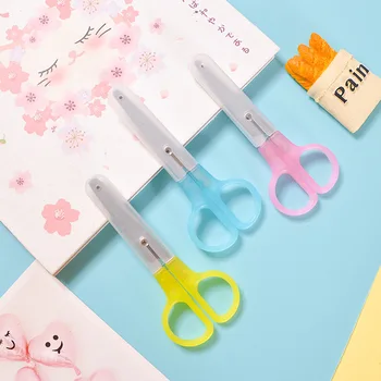 

1 Pcs Candy colors metal Scissors Kawaii Kid Manual Crafts Paper Cut Tool Art Plastic Small Scissors Stationery