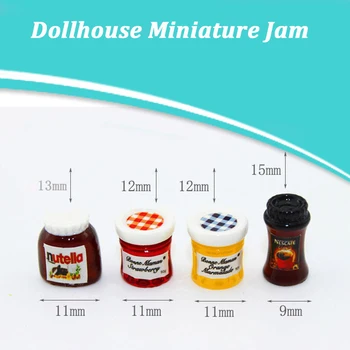 

4pcs DIY Dollhouse Miniatures 1:12 Casa Boneca Salad Jam Coffee Ketchup Bottle Kitchen Tableware Doll House Toys Accessories