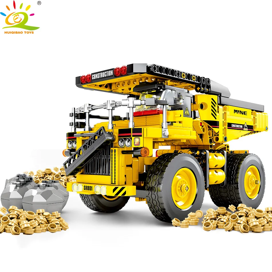 

HUIQIBAO TOYS 807pcs Construction Mine transport vehicle Building Blocks For Children Legoingly Technic Engineering Truck Bricks