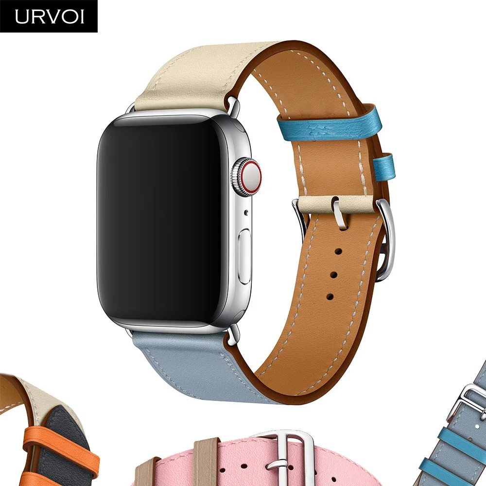 URVOI один тур для apple watch серии группа 5/4 3/2/1 Swift кожаный ремешок наручных часов iWatch