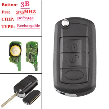 

(1pcs)Replacement Flip remote key 315mhz for Landrover LR3 Range Rover HU101blade 3 button pcf7941chip with Yellow Battery