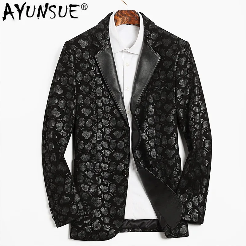 

AYUNSUE 2010 Genuine Leather Jacket Men Spring Fall Real Sheepskin Coat Slim Fit Blazer Jackets Chaqueta Cuero Hombre TMPY85681